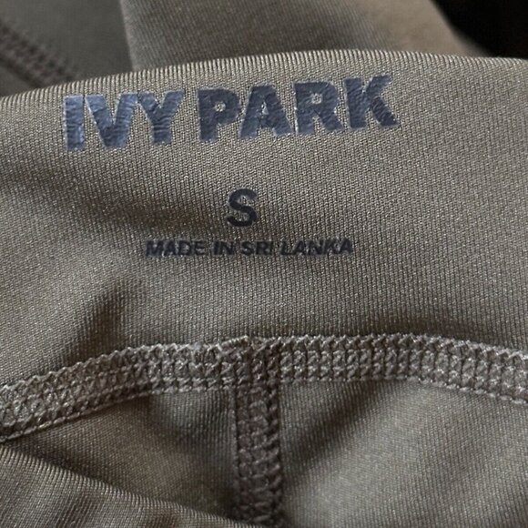 Ivy Park Leggings Small Womens Green Ankle Compression Side Logo Stripe Pull On - Picture 7 of 10